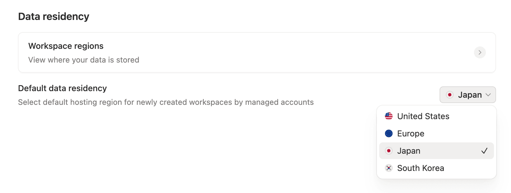 Data migration set region