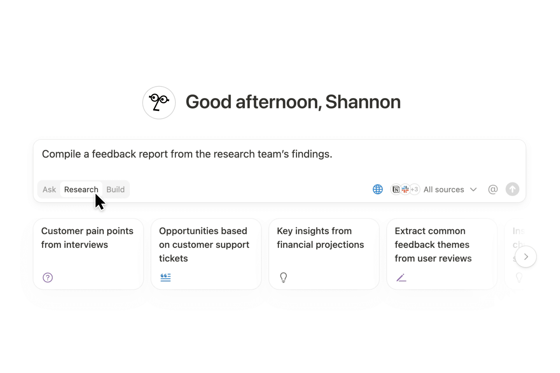 AI chat request to compile research findings