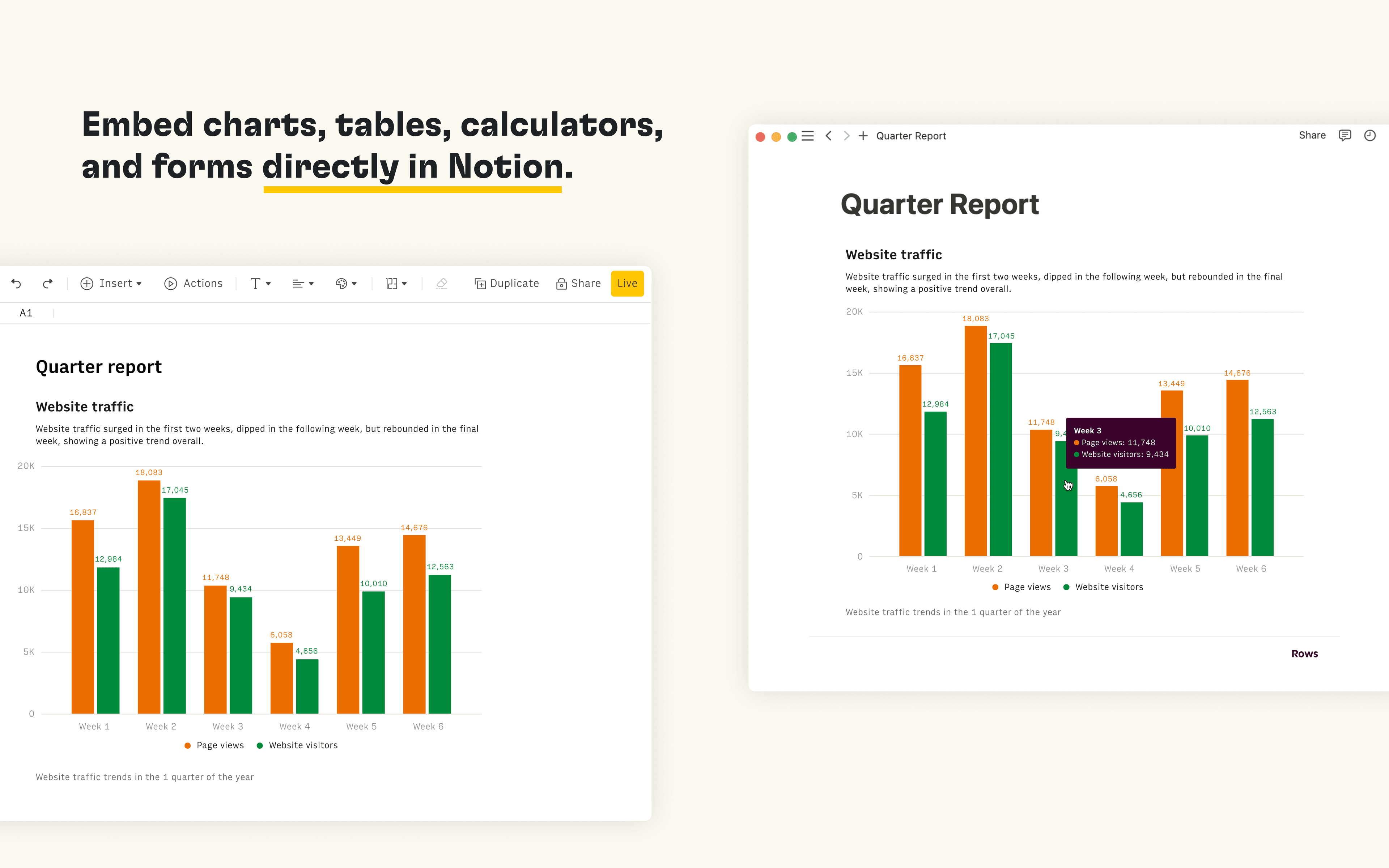 Embed Rows charts, calculators and forms into Notion