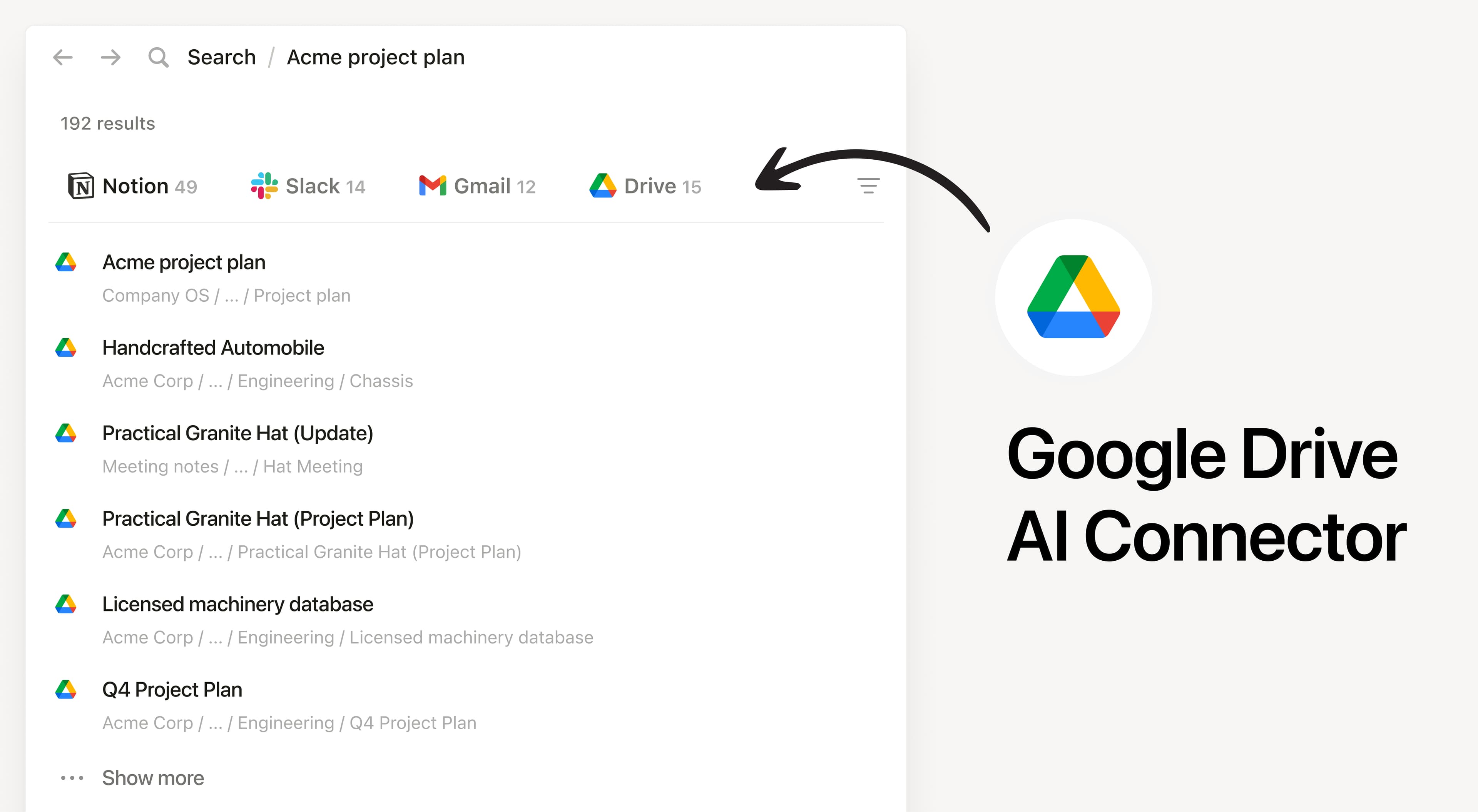 Search your Google Drive files from Notion