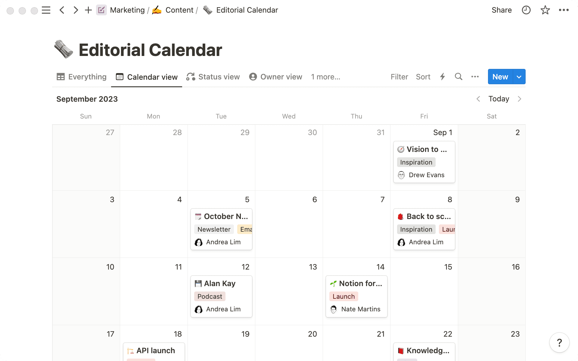 Nosso calendário editorial mostrando qual conteúdo será lançado e quando.