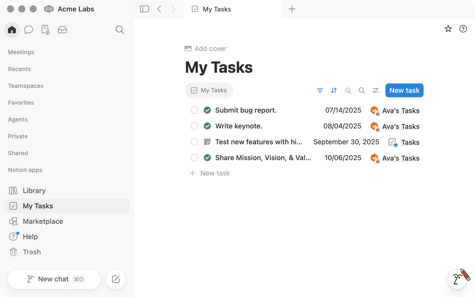 My Tasks hero