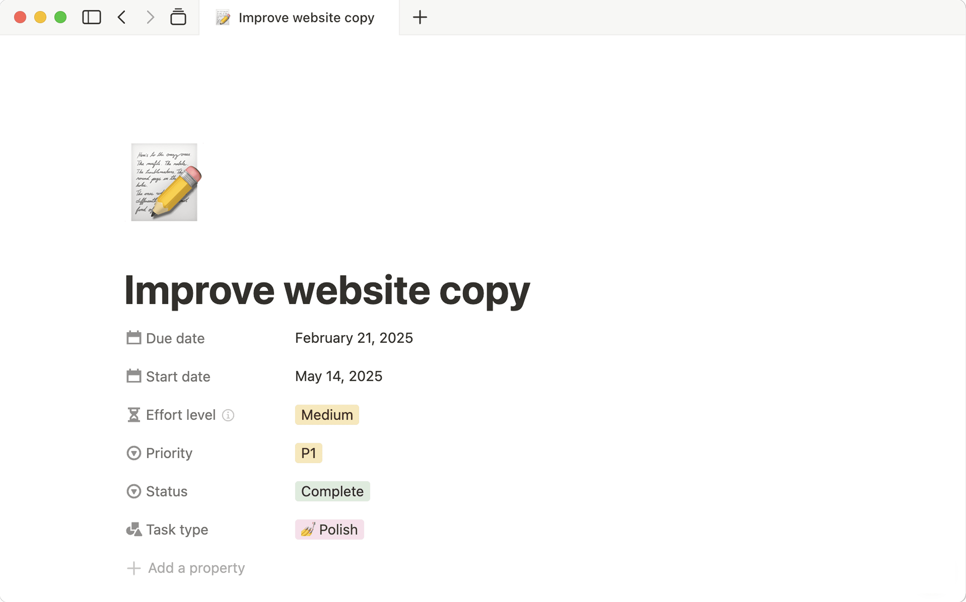 Open database page