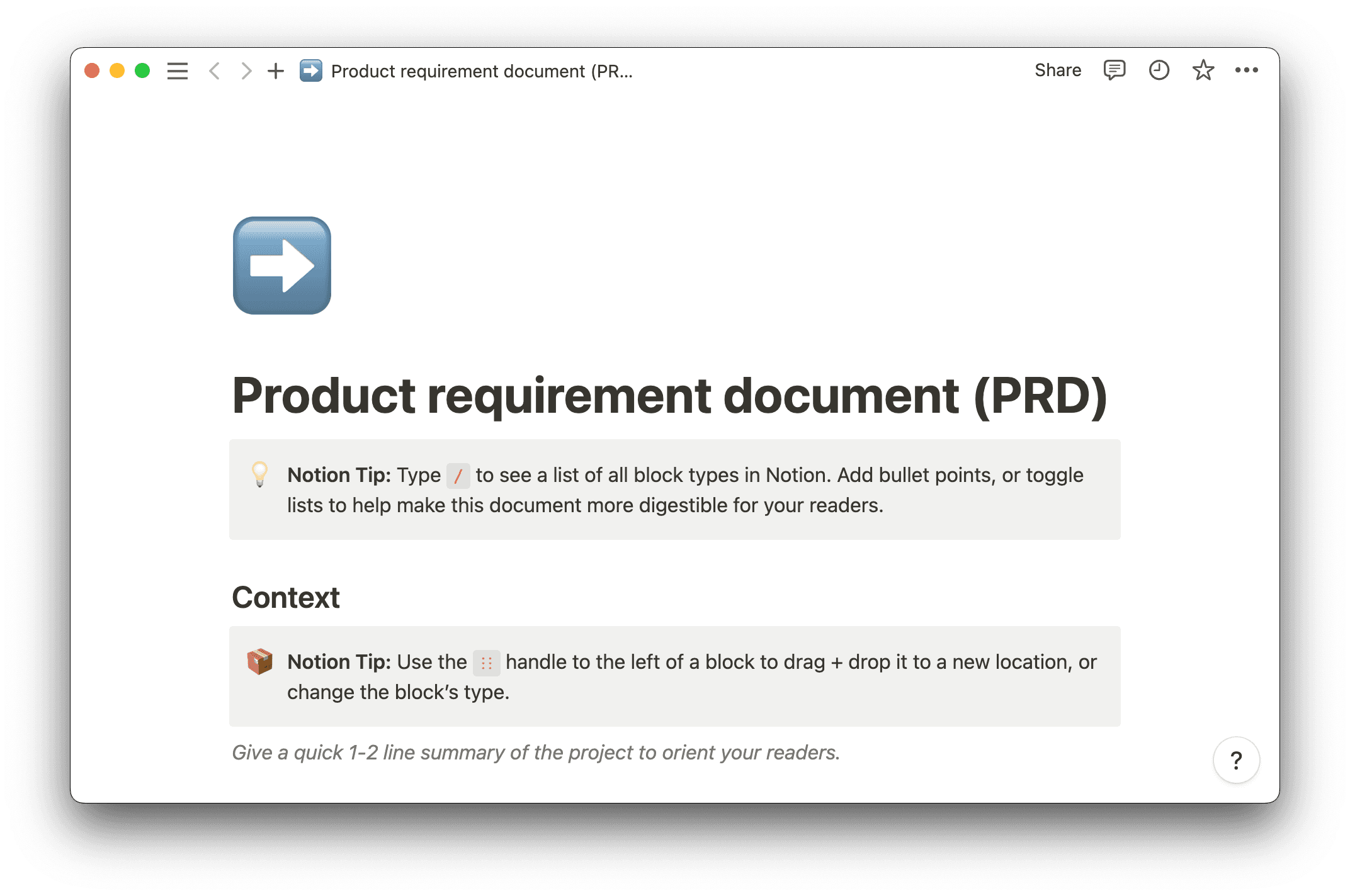 PRD template