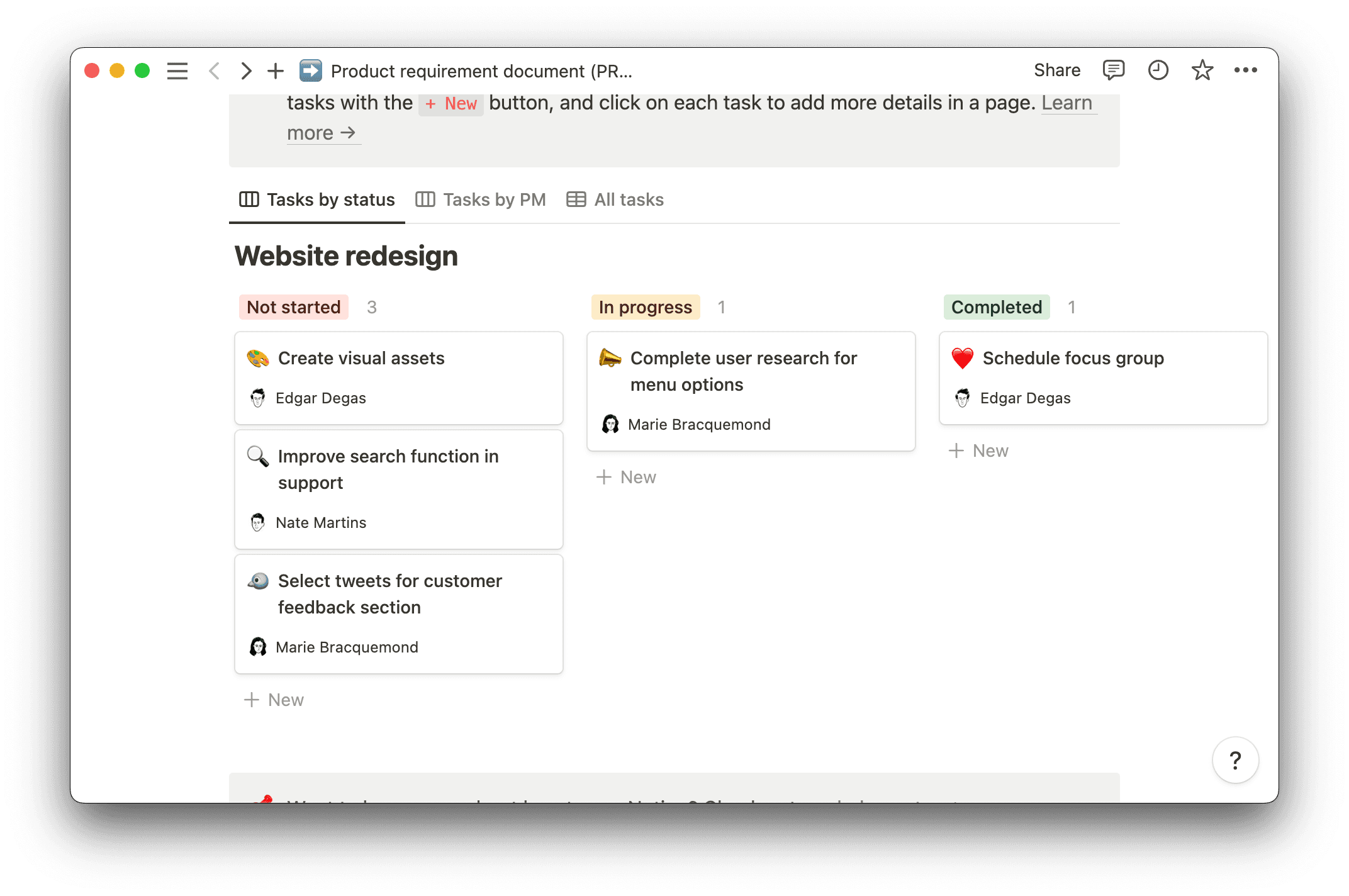 PRD tasks